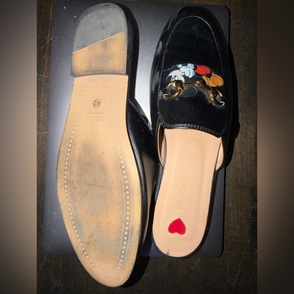 Women's Black Leather Loafers Mickey Mouse size 42 - Picture 6 of 6